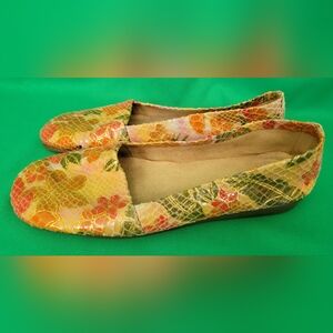 Floral Slip-On Multicolor Aerosoles Nu Day Women Leather Loafer Flat Size 9 Snak